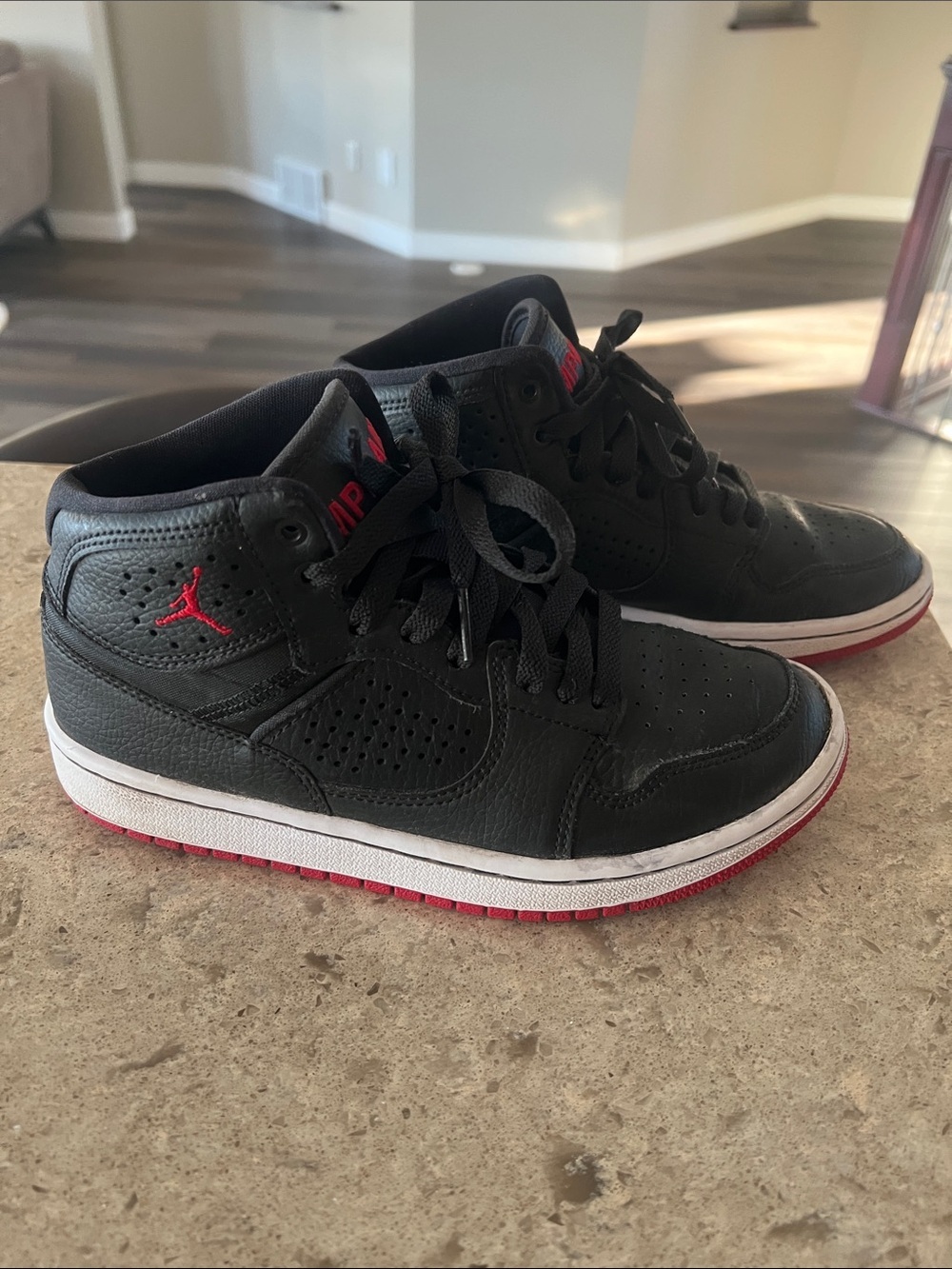 Nike Black and Red Mid-Top Sneakers